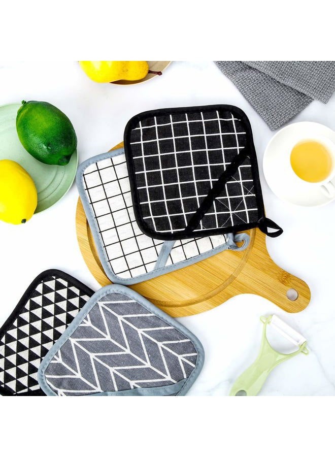 Patelai Large Cotton Pot Holders Oven Mitts Set Heat Resistant Pot Holders Square Pot Holder for Kitchen (4) - Image 4